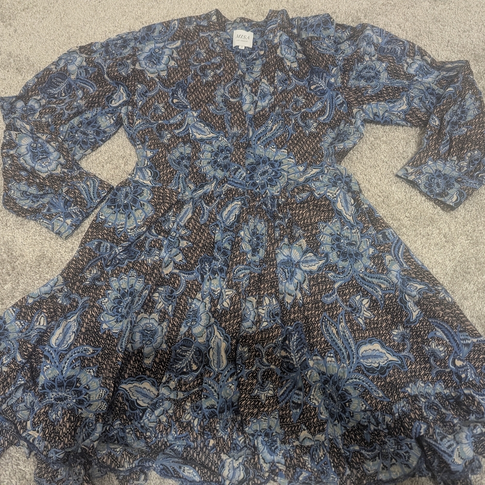 Misa Los Angeles Blue and Brown Floral Mini Dress
